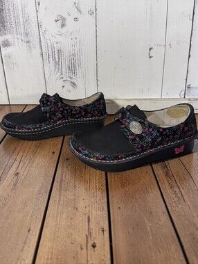 Alegria Dena Floral Leather Comfort Mary Jane Clogs EU 37 US 7-7.5